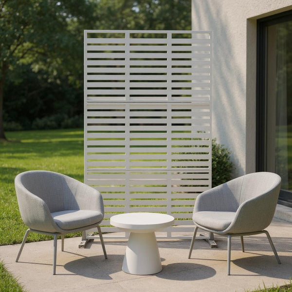 HomeRoots 72" Modern White Steel Three-Panel Room Divider - Stylish Privacy Screen with Translucent Design 562860