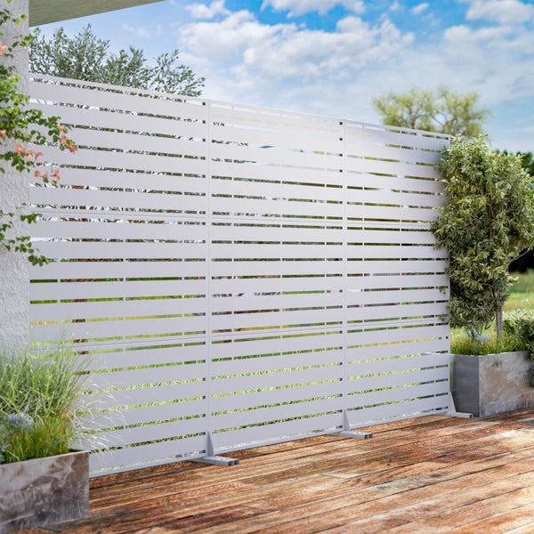 HomeRoots 72" White Steel Three-Panel Room Divider Screen for Modern Privacy & Stylish Space Separation 562861