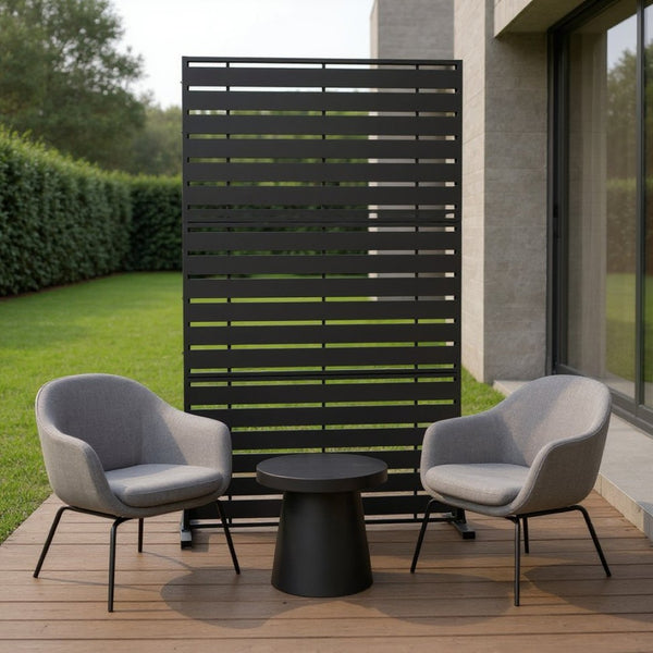 HomeRoots 72" Black Steel Three Panel Screen - Modern Room Divider for Privacy and Style in Any Space 562862