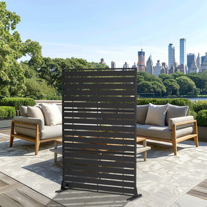 HomeRoots 72" Black Steel Three Panel Screen - Modern Room Divider for Privacy and Style in Any Space 562862