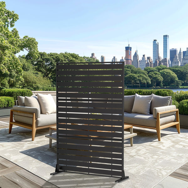 HomeRoots 72" Black Steel Three Panel Screen - Modern Room Divider for Privacy and Style in Any Space 562862