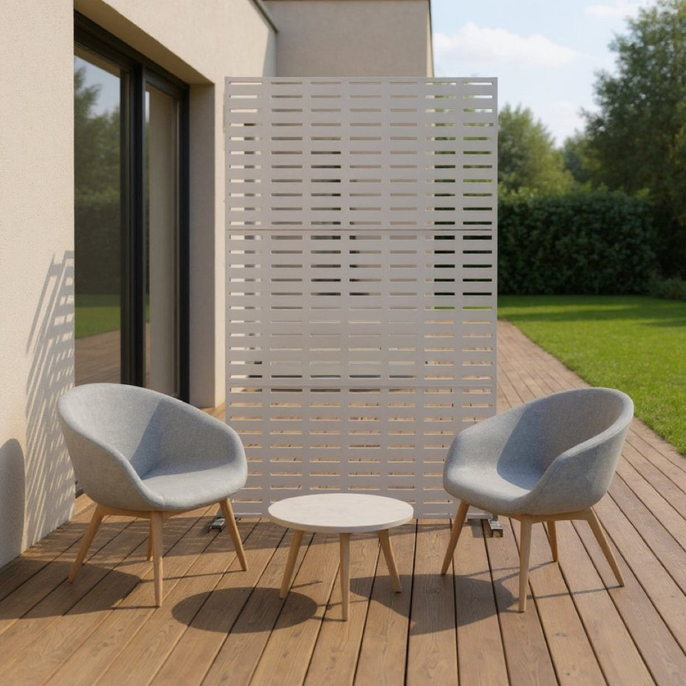 HomeRoots 72" Elegant White Steel Three-Panel Room Divider Screen for Modern Spaces & Flexible Layouts 562863