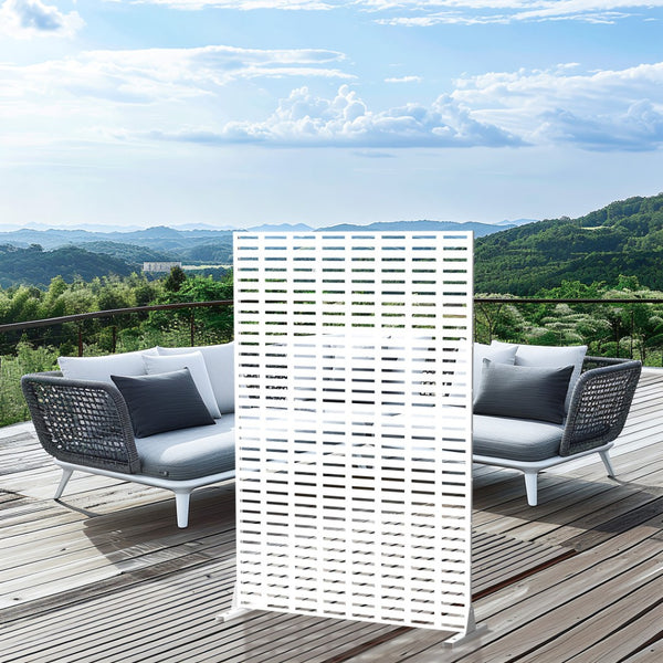 HomeRoots 72" Elegant White Steel Three-Panel Room Divider Screen for Modern Spaces & Flexible Layouts 562863