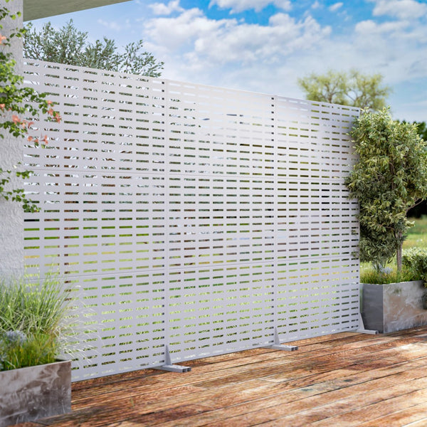 HomeRoots 72" Elegant White Steel Three-Panel Room Divider Screen for Modern Spaces & Flexible Layouts 562863