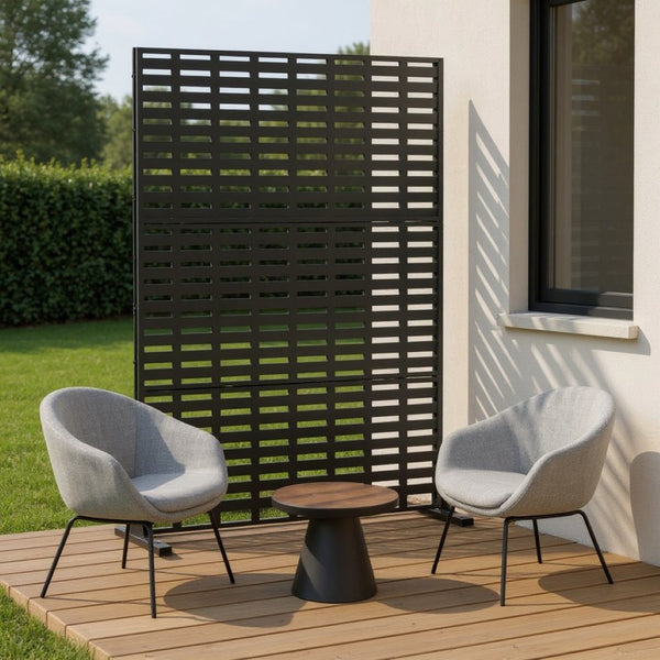 HomeRoots 72" Black Steel Three-Panel Room Divider - Modern Industrial Design for Stylish Space Zoning 562864