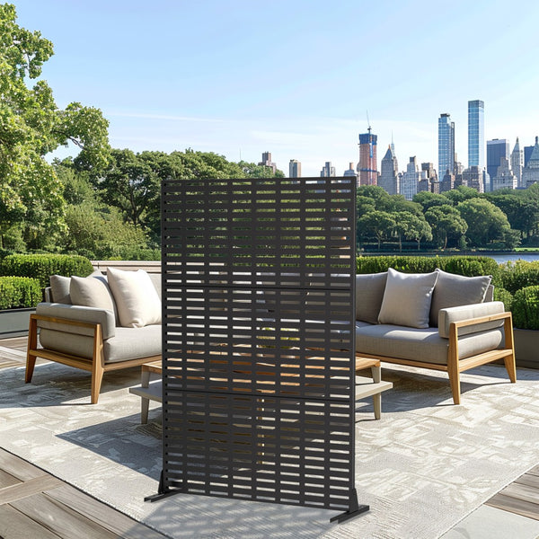 HomeRoots 72" Black Steel Three-Panel Room Divider - Modern Industrial Design for Stylish Space Zoning 562864