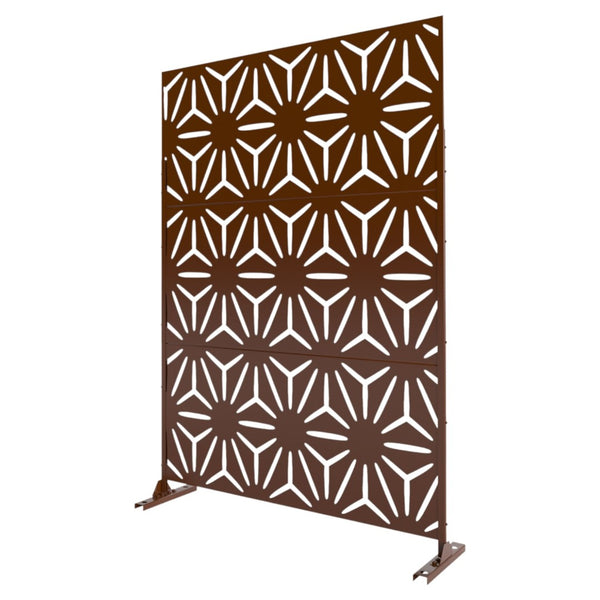 HomeRoots 72" Brown Steel Three-Panel Screen Divider - Stylish, Durable, Versatile for Indoor & Outdoor Spaces 562865