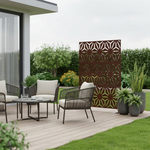 HomeRoots 72" Brown Steel Three-Panel Screen Divider - Stylish, Durable, Versatile for Indoor & Outdoor Spaces 562865
