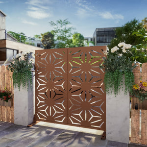 HomeRoots 72" Brown Steel Three-Panel Screen Divider - Stylish, Durable, Versatile for Indoor & Outdoor Spaces 562865