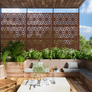 HomeRoots 72" Brown Steel Three-Panel Screen Divider - Stylish, Durable, Versatile for Indoor & Outdoor Spaces 562865