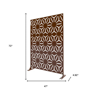 HomeRoots 72" Brown Steel Three-Panel Screen Divider - Stylish, Durable, Versatile for Indoor & Outdoor Spaces 562865