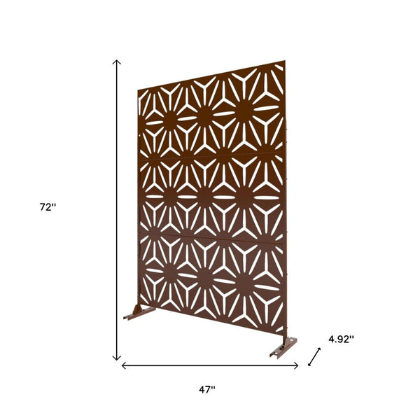 HomeRoots 72" Brown Steel Three-Panel Screen Divider - Stylish, Durable, Versatile for Indoor & Outdoor Spaces 562865