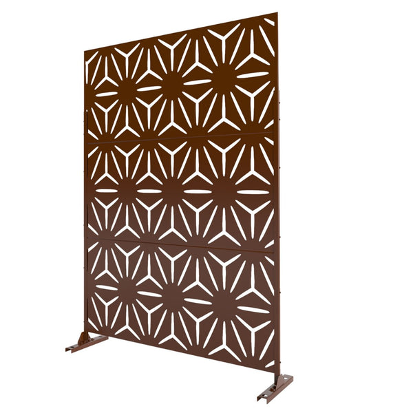 HomeRoots 72" Brown Steel Three-Panel Screen Divider - Stylish, Durable, Versatile for Indoor & Outdoor Spaces 562865