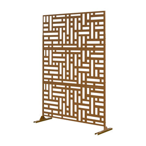 HomeRoots 72" Brown Steel Three-Panel Room Divider Screen - Elegant, Durable, and Versatile Privacy Solution 562866