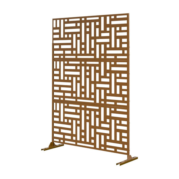 HomeRoots 72" Brown Steel Three-Panel Room Divider Screen - Elegant, Durable, and Versatile Privacy Solution 562866