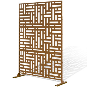 HomeRoots 72" Brown Steel Three-Panel Room Divider Screen - Elegant, Durable, and Versatile Privacy Solution 562866