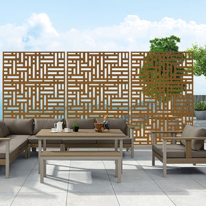 HomeRoots 72" Brown Steel Three-Panel Room Divider Screen - Elegant, Durable, and Versatile Privacy Solution 562866