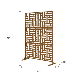 HomeRoots 72" Brown Steel Three-Panel Room Divider Screen - Elegant, Durable, and Versatile Privacy Solution 562866