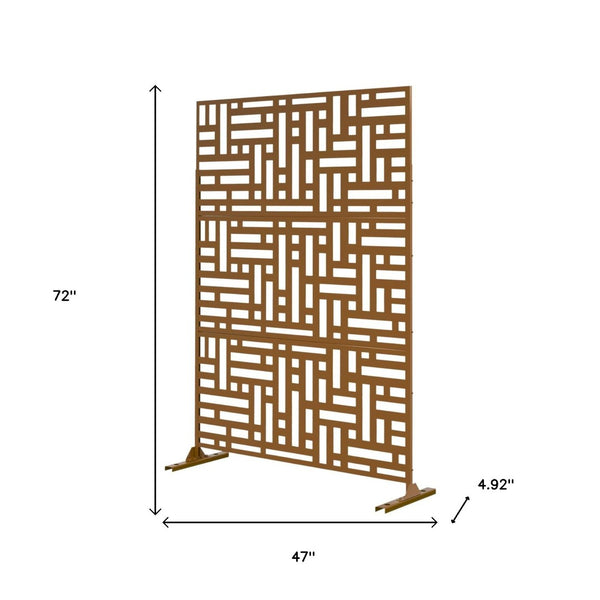 HomeRoots 72" Brown Steel Three-Panel Room Divider Screen - Elegant, Durable, and Versatile Privacy Solution 562866