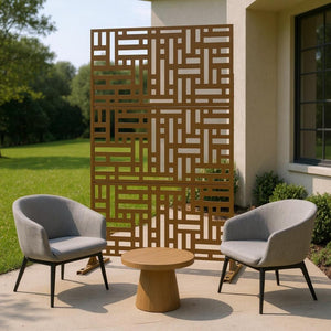 HomeRoots 72" Brown Steel Three-Panel Room Divider Screen - Elegant, Durable, and Versatile Privacy Solution 562866