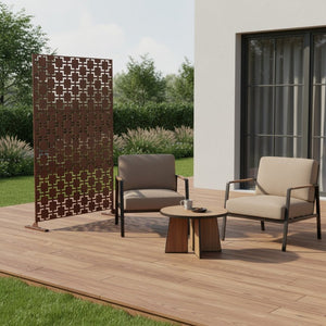 HomeRoots 72" Brown Steel Three Panel Room Divider - Stylish, Durable Privacy Screen for Modern Interiors 562867