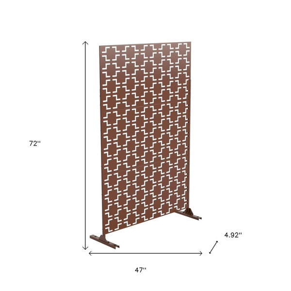 HomeRoots 72" Brown Steel Three Panel Room Divider - Stylish, Durable Privacy Screen for Modern Interiors 562867