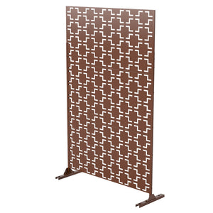HomeRoots 72" Brown Steel Three Panel Room Divider - Stylish, Durable Privacy Screen for Modern Interiors 562867