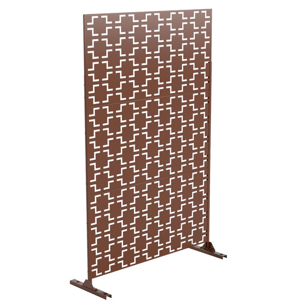 HomeRoots 72" Brown Steel Three Panel Room Divider - Stylish, Durable Privacy Screen for Modern Interiors 562867