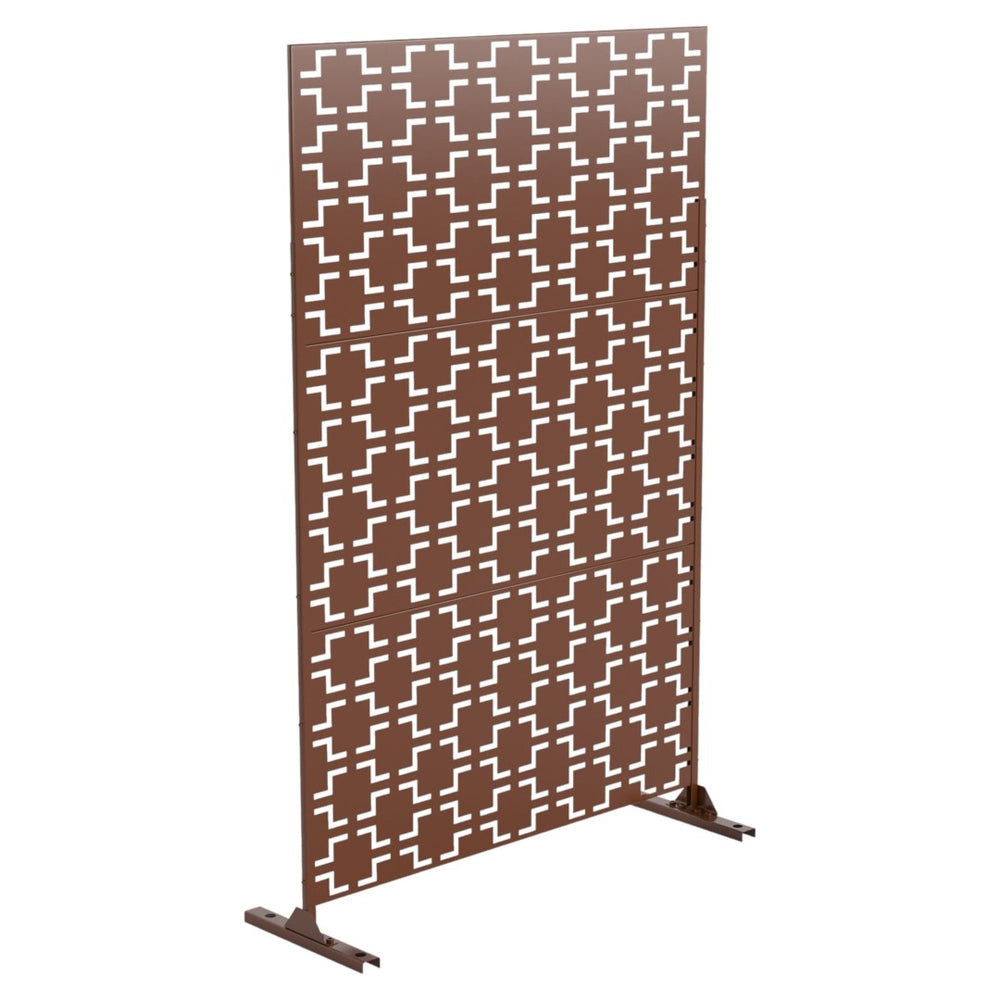 HomeRoots 72" Brown Steel Three Panel Room Divider - Stylish, Durable Privacy Screen for Modern Interiors 562867