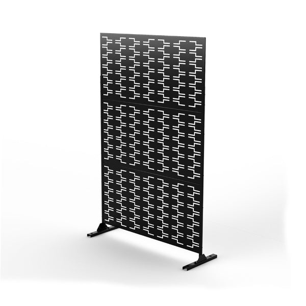HomeRoots 72" Black Steel Three-Panel Room Divider - Modern Privacy Screen with Translucent Panels & Versatile Design 562868