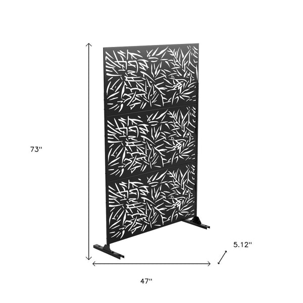 HomeRoots 73" Black Steel Three-Panel Room Divider - Modern Industrial Privacy Screen for Versatile Home Styling 562869