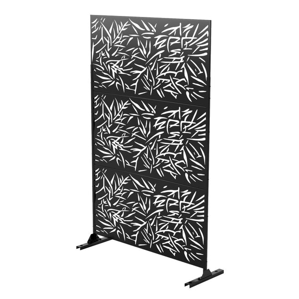 HomeRoots 73" Black Steel Three-Panel Room Divider - Modern Industrial Privacy Screen for Versatile Home Styling 562869