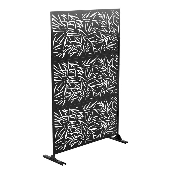 HomeRoots 73" Black Steel Three-Panel Room Divider - Modern Industrial Privacy Screen for Versatile Home Styling 562869