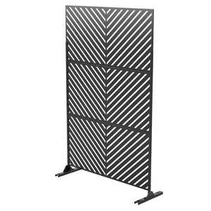 HomeRoots 74" Stylish Black Steel Three-Panel Room Divider – Modern Privacy Screen for Versatile Spaces 562870