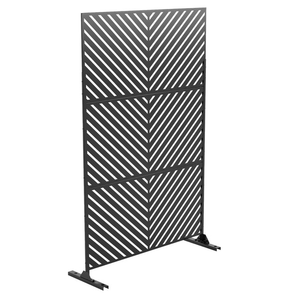 HomeRoots 74" Stylish Black Steel Three-Panel Room Divider – Modern Privacy Screen for Versatile Spaces 562870