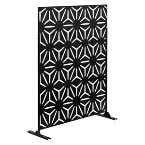 HomeRoots 75" Black Steel Three-Panel Folding Screen Divider - Elegant Privacy Solution for Indoors & Outdoors 562871