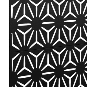 HomeRoots 75" Black Steel Three-Panel Folding Screen Divider - Elegant Privacy Solution for Indoors & Outdoors 562871