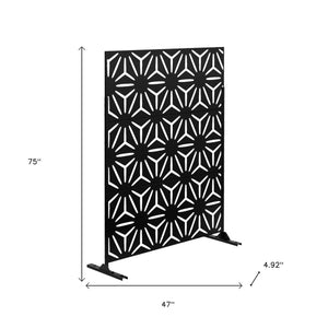 HomeRoots 75" Black Steel Three-Panel Folding Screen Divider - Elegant Privacy Solution for Indoors & Outdoors 562871