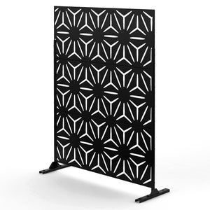 HomeRoots 75" Black Steel Three-Panel Folding Screen Divider - Elegant Privacy Solution for Indoors & Outdoors 562871