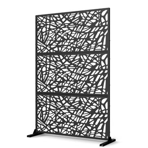 HomeRoots 77" Black Steel Three-Panel Room Divider – Durable Privacy Screen for Stylish Space Separation 562873