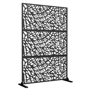 HomeRoots 77" Black Steel Three-Panel Room Divider – Durable Privacy Screen for Stylish Space Separation 562873