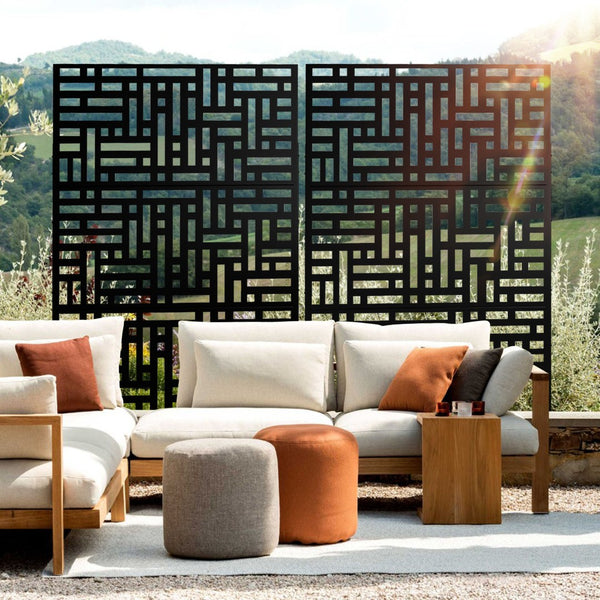 HomeRoots 79" Black Steel Three-Panel Divider: Stylish Privacy Screen for Home & Outdoor Spaces, Versatile Use 562875
