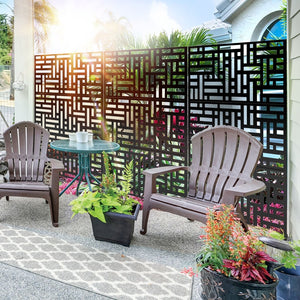 HomeRoots 79" Black Steel Three-Panel Divider: Stylish Privacy Screen for Home & Outdoor Spaces, Versatile Use 562875