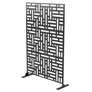 HomeRoots 79" Black Steel Three-Panel Divider: Stylish Privacy Screen for Home & Outdoor Spaces, Versatile Use 562875