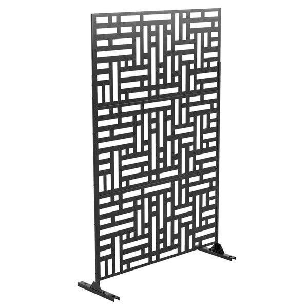 HomeRoots 79" Black Steel Three-Panel Divider: Stylish Privacy Screen for Home & Outdoor Spaces, Versatile Use 562875