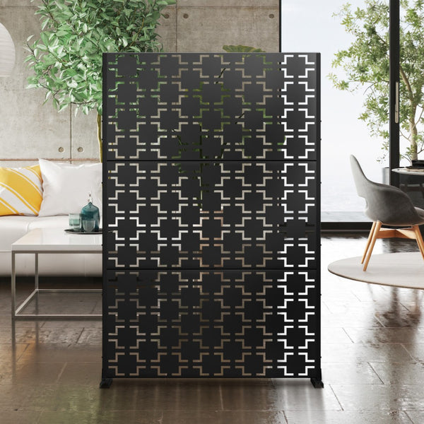 HomeRoots 80" Black Steel Three-Panel Room Divider – Modern, Durable, Versatile Space Separator for Homes & Offices 562876