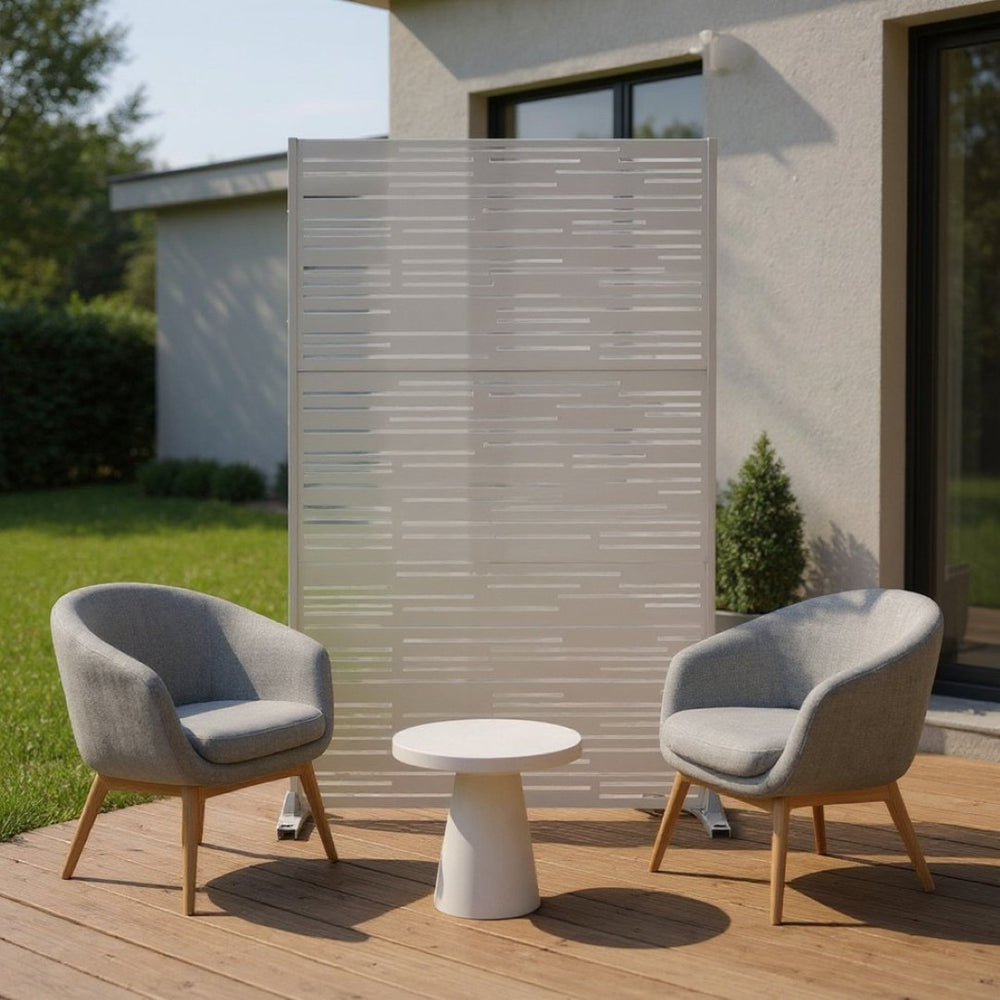 HomeRoots 72" White Steel Three-Panel Room Divider - Modern Privacy Screen with Translucent Design & Flexibility 562877