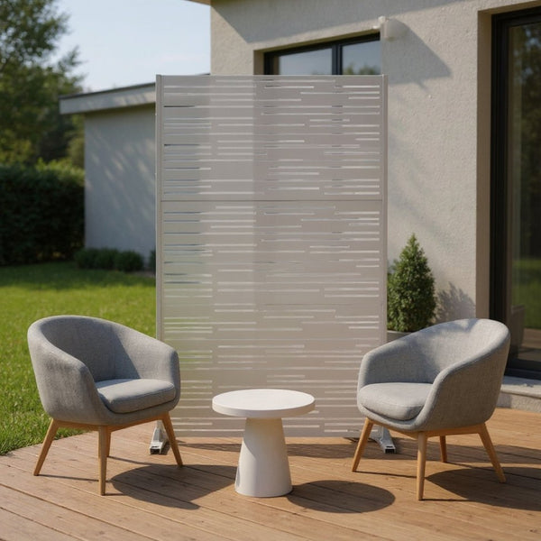 HomeRoots 72" White Steel Three-Panel Room Divider - Modern Privacy Screen with Translucent Design & Flexibility 562877