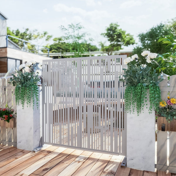 HomeRoots 72" White Steel Three-Panel Room Divider - Modern Privacy Screen with Translucent Design & Flexibility 562877