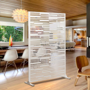HomeRoots 72" White Steel Three-Panel Room Divider - Modern Privacy Screen with Translucent Design & Flexibility 562877